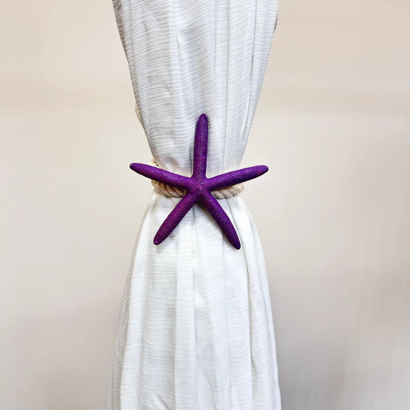 Aizkaru aukla ar jūraszvaigzni, austs dekoratīvs šņor, Vidusjūras stilā, kokvilna un lina