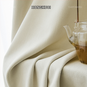 Raudonos plačios Jacquard Chenille užuolaidos su Herringbone raštu, stori, 100% poliesteris, tinka miegamajam ir svetainei