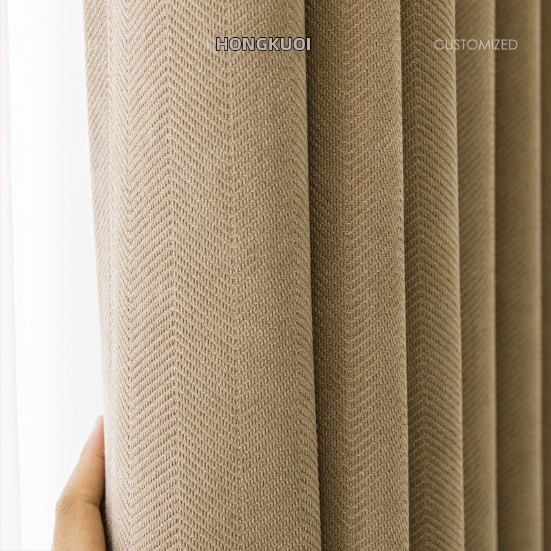 Raudonos plačios Jacquard Chenille užuolaidos su Herringbone raštu, stori, 100% poliesteris, tinka miegamajam ir svetainei