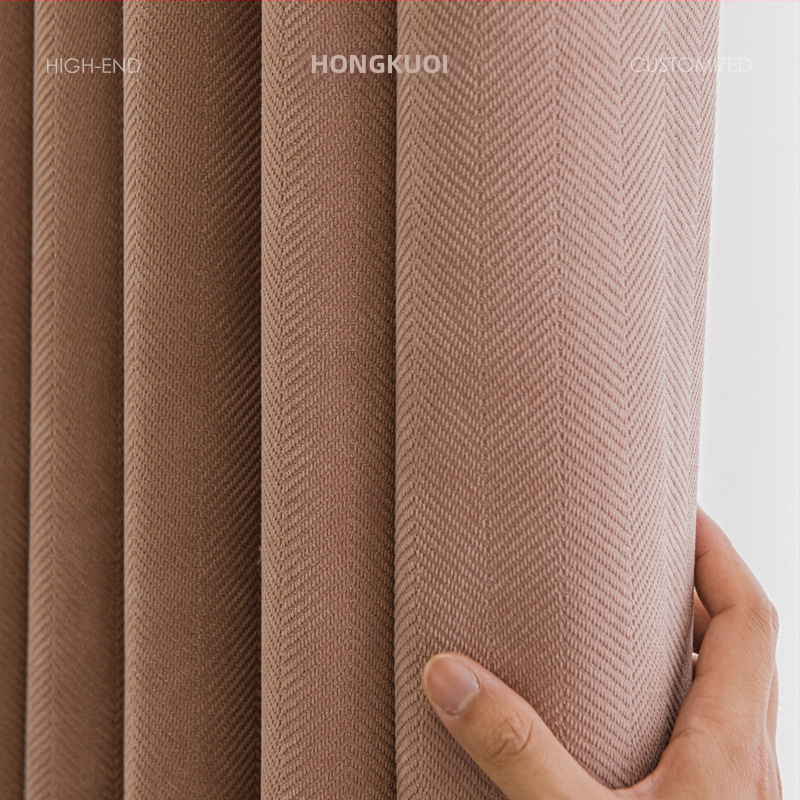 Raudonos plačios Jacquard Chenille užuolaidos su Herringbone raštu, stori, 100% poliesteris, tinka miegamajam ir svetainei