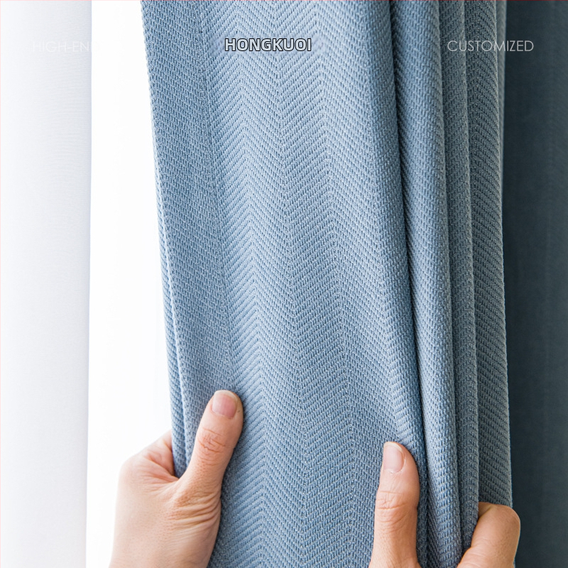 Raudonos plačios Jacquard Chenille užuolaidos su Herringbone raštu, stori, 100% poliesteris, tinka miegamajam ir svetainei