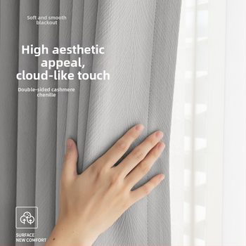 Divpusēja AB Chenille logu aizkars dzīvojamajai istabai, guļamistabai un studijai — poliesters, 90–100% gaismas aizvēršana, svītrainu/ vienkrāsains raksts