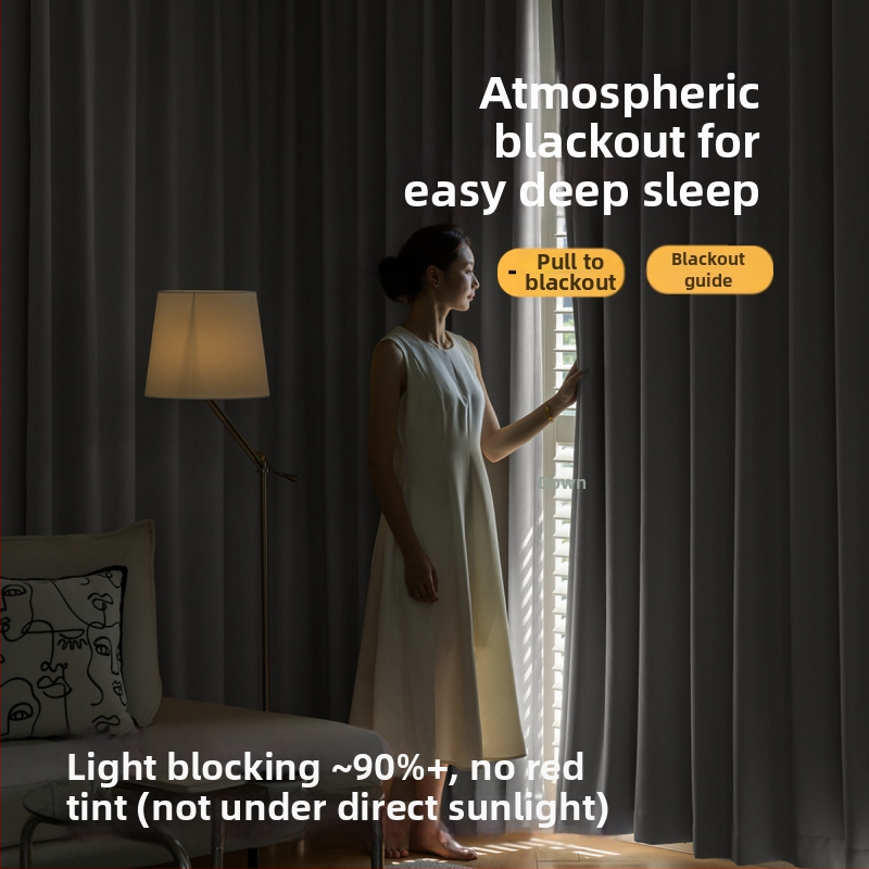 Dviguboslu AB Chenille užuolaidos svetainei, miegamajam ir biurui — poliesteris, 90–100% šviesos blokuojimas, dryžiai/ vienoda spalva raštas