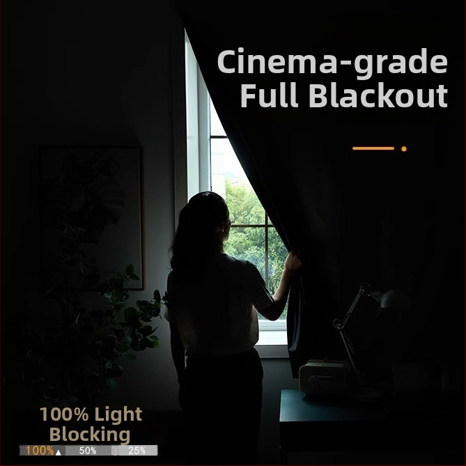 Elutoa taustakardin – katmeltatud kangas, Velcro taust, täielik pimendamine (>90%), kaasaegne minimalistlik stiil, ühendatud konstruktsioon; sobib elutuppa, magamistuppa, tööruumi