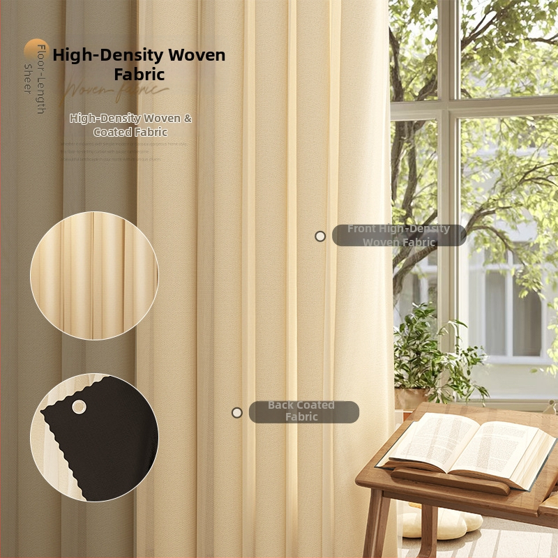 Cortină blackout cu două straturi și plasă, design modern minimalist, nivel de opacitate 71–90%, poliester