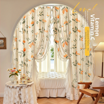 Polüesterist kardina dekoratiivse pitsiga, 40–70% varjutus, kohandatav magamistoale ja tööruumile.