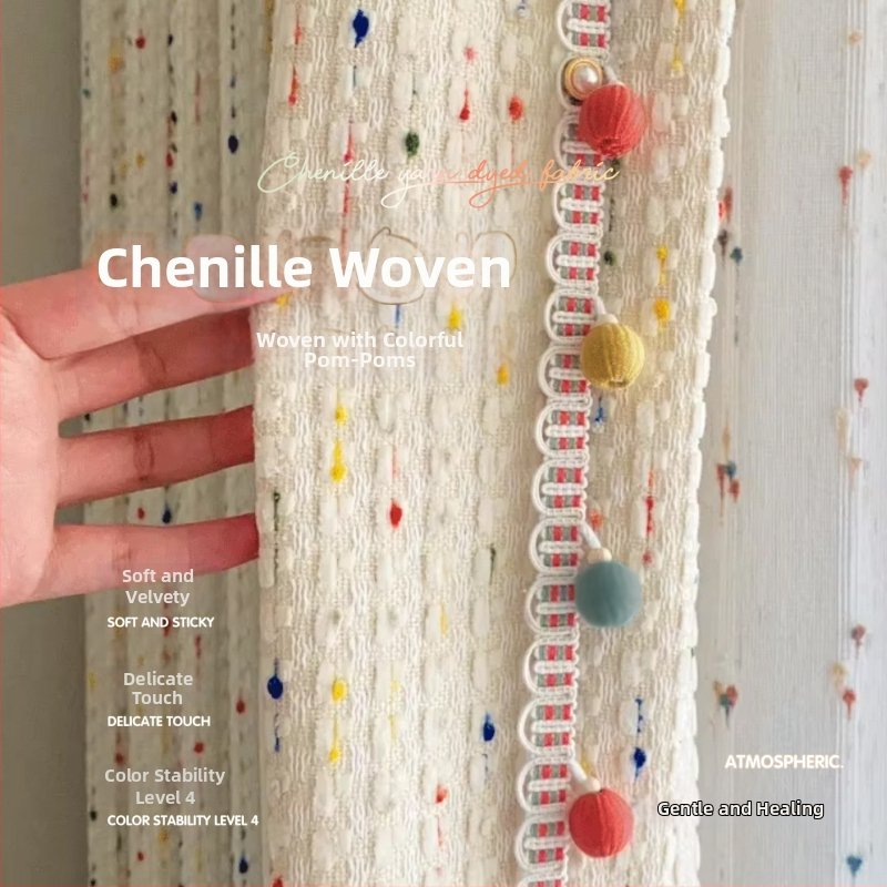 Chenille zavjese s jacquardom i bojom vlakana, zaštita od sunca i izolacija, crtani uzorak, pogodna za dječju sobu i spavaću sobu