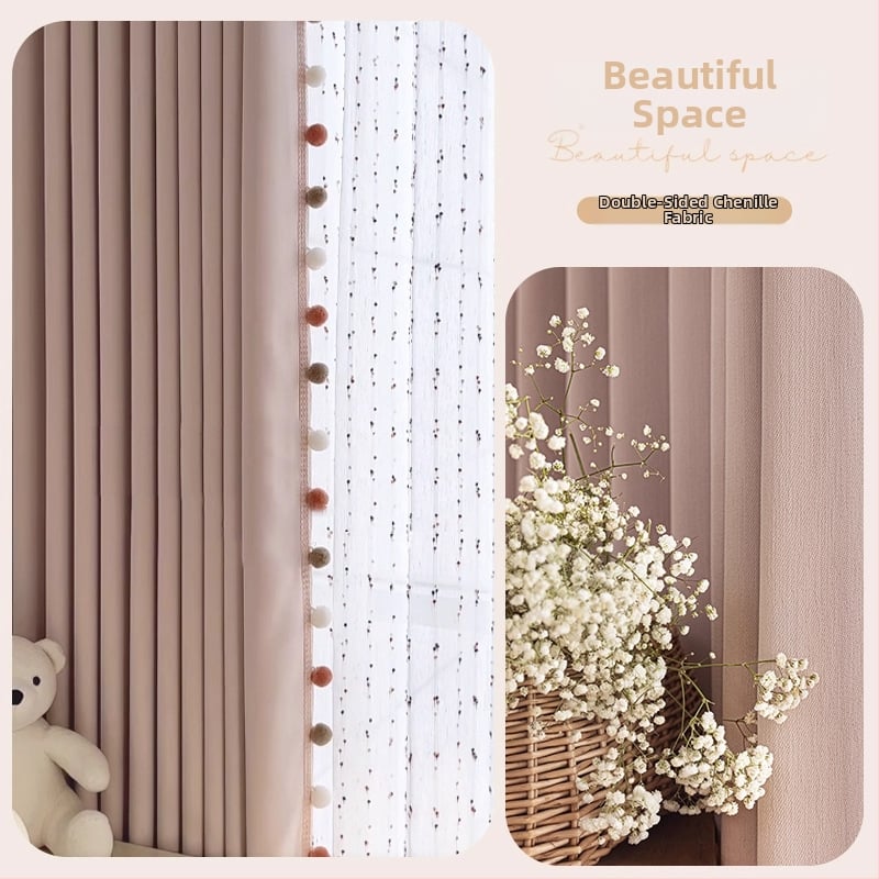 Chenille zavjese s jacquardom i bojom vlakana, zaštita od sunca i izolacija, crtani uzorak, pogodna za dječju sobu i spavaću sobu