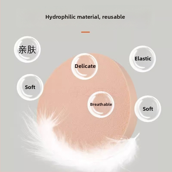 Pudros Kempinė su flokavimo paviršiumi, apvali, skirta šlapiam ir sausam makiažui, prekinis ženklas Friendly, prekės kodas Ylhcfp-001, pakuotė 1