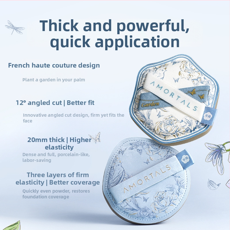 Spužva za puder – serija Artist Garden, materijal Rubycell, oblici: ovalni, polygonarni, maslinastog oblika, kapljastog oblika; marka Amortals/ermutao; 1 kom