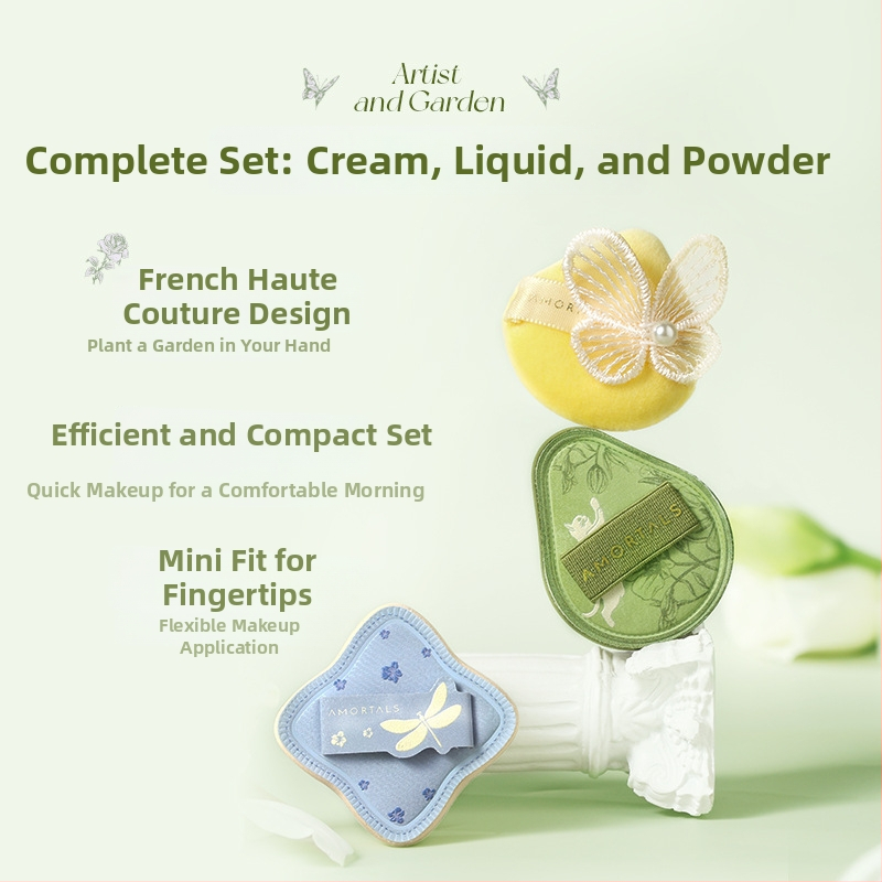 Spužva za puder – serija Artist Garden, materijal Rubycell, oblici: ovalni, polygonarni, maslinastog oblika, kapljastog oblika; marka Amortals/ermutao; 1 kom