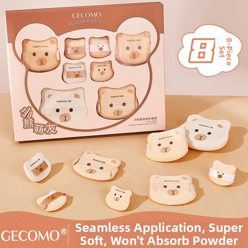 GECOMO pudrupuffide komplekt – hüdrofiilne latexivaba materjal, tilgakujuline kuju, ideaalseks meigiks