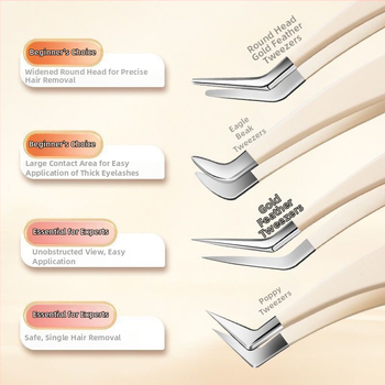 Blakstienų žnyplutės ir įrankių rinkinys blakstienų priauginimui, aukšta tikslumas, nerūdijantis plienas, Six Six Beauty