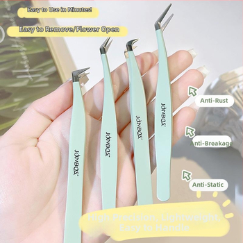 JONBOS nerūdijančio plieno dirbtinių blakstienų žnyplės – persodinimo žnyplės blakstienoms, pradedančiųjų įrankis, Jin Yu spaustukas blakstienų mokytojams