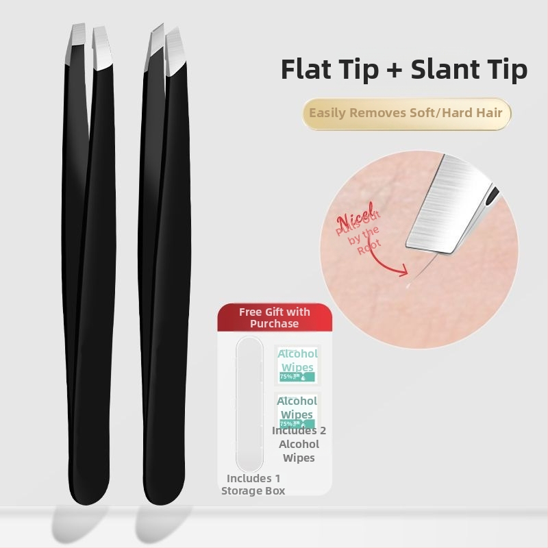 Liuliu beauty plokščios pincetės iš nerūdijančio plieno – daugiapaskirties grožio įrankis veido plaukelių šalinimui, antakių formavimui ir dirbtinių blakstienų lenkimui