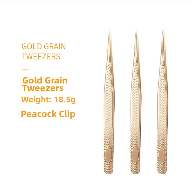 Netikrų blakstienų pincetų rinkinys — nerūdijantis plienas, grynoji masė 18 g, blakstienų pratęsimo pincetės, auksinis plunksnos klipas, grožio įrankiai