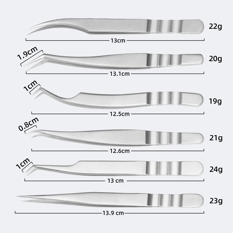 Blakstienų pincetai – didelio tikslumo, nerūdijančio plieno, daugžiedis dizainas dirbtinių blakstienų užklijavimui, prekinis ženklas Yiliren