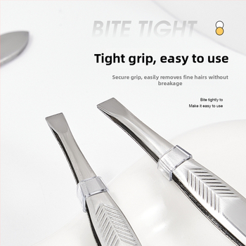 Jiaoposi nerūsējošā tērauda uzacu pincete ar plakano un slīpo žokļu atveri, matu noņemšanai un mākslīgo skropstu kopšanai — kosmētikas rīks