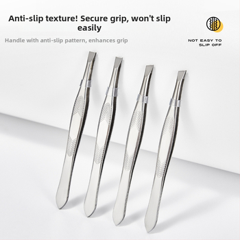 Jiaoposi nerūsējošā tērauda uzacu pincete ar plakano un slīpo žokļu atveri, matu noņemšanai un mākslīgo skropstu kopšanai — kosmētikas rīks