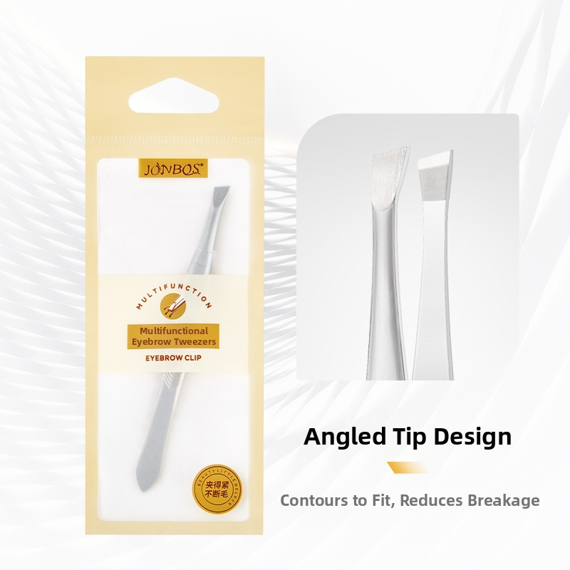 Jiaoposi nerūsējošā tērauda uzacu pincete ar plakano un slīpo žokļu atveri, matu noņemšanai un mākslīgo skropstu kopšanai — kosmētikas rīks