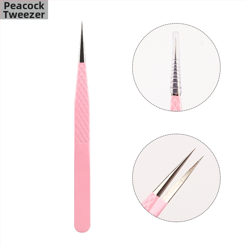 Blakstienų persodinimo pincetai su nerūdijančio pluošto galvute, aukšta precizija