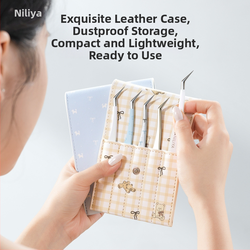 Ripsmete kunsti pincettide komplekt: terav ots pincettid, keskmise süsinikusisaldusega plien, kõrgsüsinikulised otsad, käsiraamatu pincett, täpse ripsmete pincett