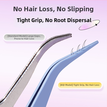 BQI mini žnyplės su apvalia galvute dirbtinėms blakstienoms – įrankis jų užklijavimui pradedantiesiems, be importo