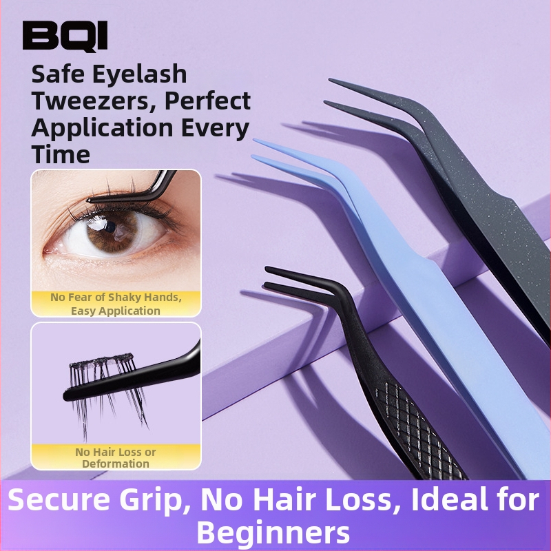 BQI mini žnyplės su apvalia galvute dirbtinėms blakstienoms – įrankis jų užklijavimui pradedantiesiems, be importo