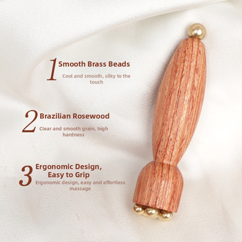 Rankinė akių ir veido masažo lazdelė iš Brazilijos rožių medžio su bronzinėmis karoliukais, lotus formos, be elektros, bendram naudojimui