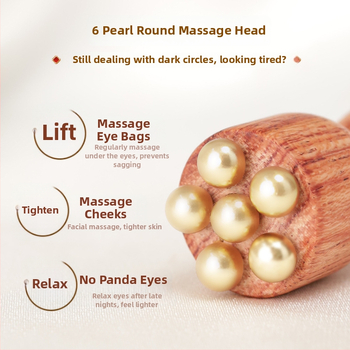 Rankinė akių ir veido masažo lazdelė iš Brazilijos rožių medžio su bronzinėmis karoliukais, lotus formos, be elektros, bendram naudojimui