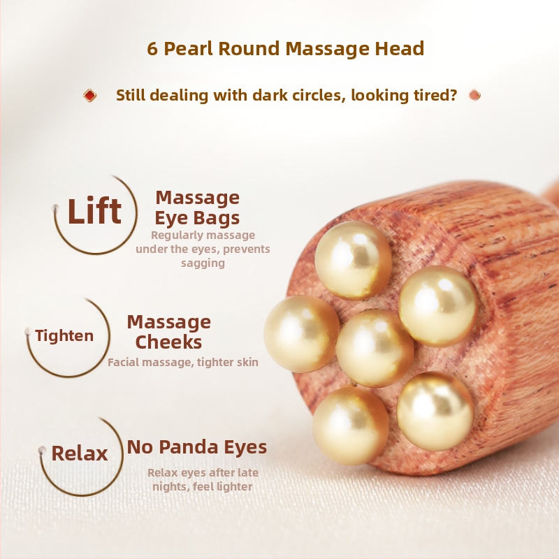 Rokas masāžas nūjiņa acīm un sejai no Brazīlijas rožu koka ar bronzas krellītēm, lotosa formā, bez elektrības, vispārējai lietošanai