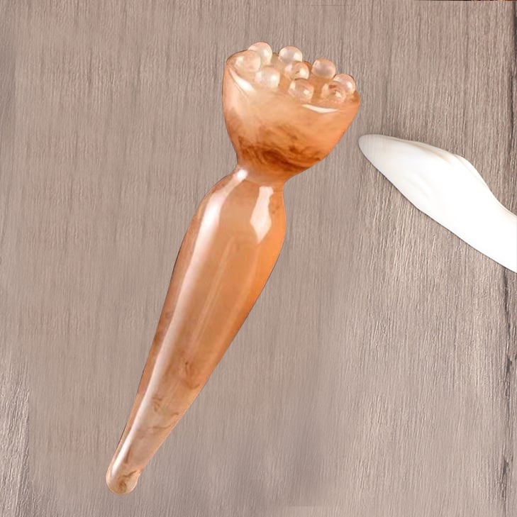 Pontmasszázs bot méhviasz anyagból, arcápolásra, logóval.