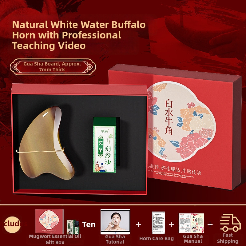 Gua Sha tábla bivaly szarvból, 6 mm vastagság, Zhuo Chen, 48 darabos készlet