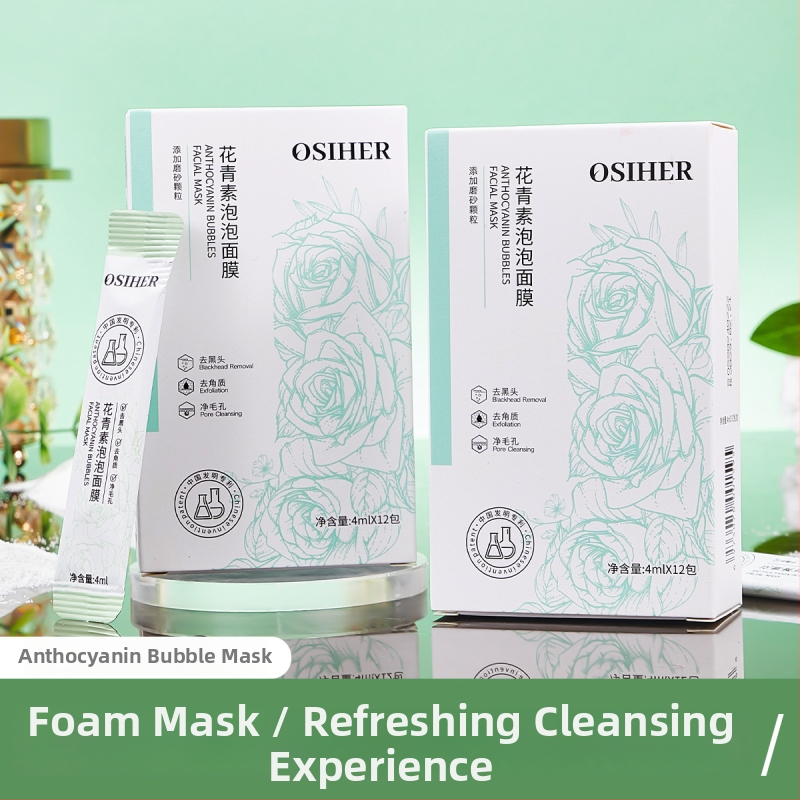 Osch antocianīnu burbuļmaska sejai — eksfoliācija, melno punktu noņemšana, poru sašaurināšana, māla maska normālai ādai