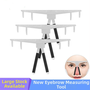 Nerūdijančio plieno antakių liniuotė su formos vadovu ir antakių korta, trijų taškų pozicionavimas, antroji karta