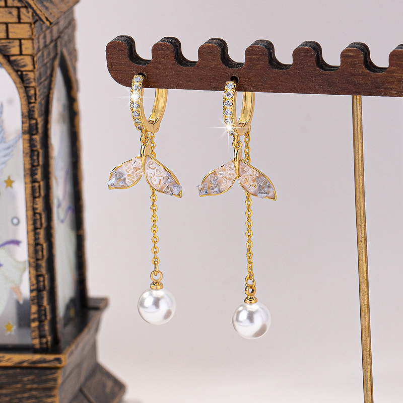 Auskarai su imitacinėmis perlėmis, raidžių/teksto forma, elektroplakavimas, lengvas prabangos stilius, universalus