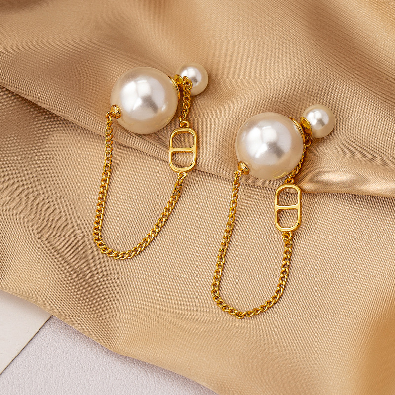 Auskarai su imitacinėmis perlėmis, raidžių/teksto forma, elektroplakavimas, lengvas prabangos stilius, universalus