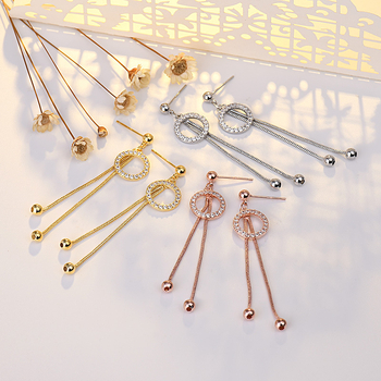 Auskarai: geometrijos formos variniai kutai, ilgi kutai, mikro montavimas, lengvas prabangos stilius, moterims (Geometric shape, Copper, Micro-setting, Long tassel, Light luxury)