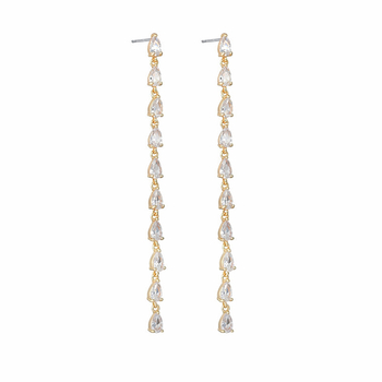 Naušnice kapkovitog oblika sa cirkonima, 925 srebrni štiftovi, korejski stil