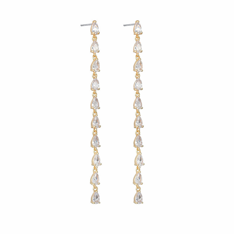 Naušnice kapkovitog oblika sa cirkonima, 925 srebrni štiftovi, korejski stil