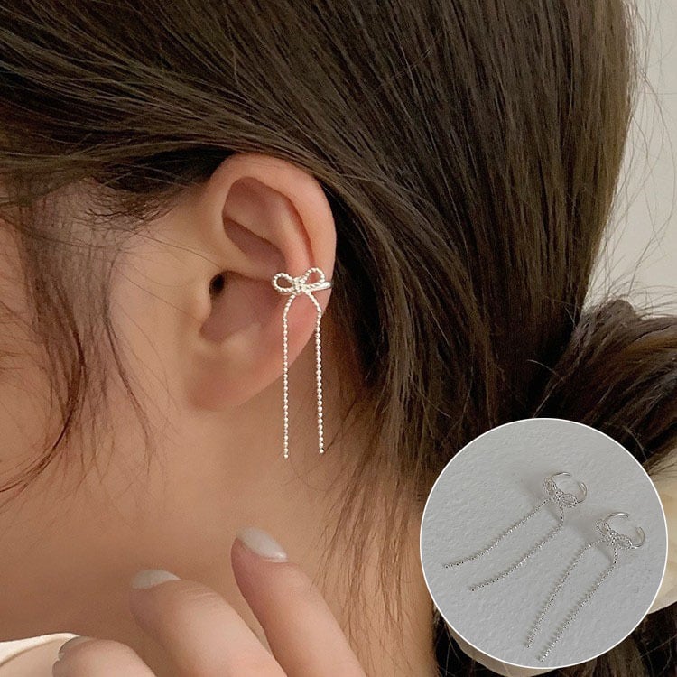 Auskarai su kaspinu ir kutais – geometrijos stiliuje, varis, elektrolitinis padengimas, prekės ženklas Ainella (ausies adata: varis)