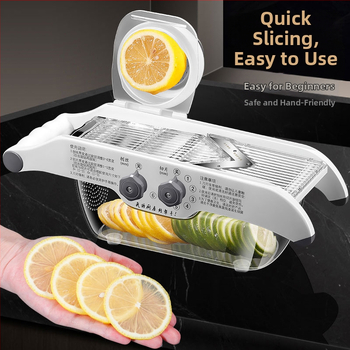 Daugiafunkcinė daržovių pjaustyklė — ABS+420 plienas, prekės ženklas AKL, logotipo spauda įmanoma, pritaikymas, šiuolaikiškas minimalistinis stilius