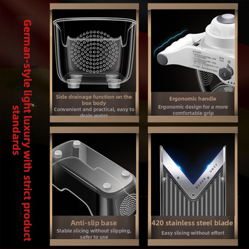 Daugiafunkcinė daržovių pjaustyklė — ABS+420 plienas, prekės ženklas AKL, logotipo spauda įmanoma, pritaikymas, šiuolaikiškas minimalistinis stilius