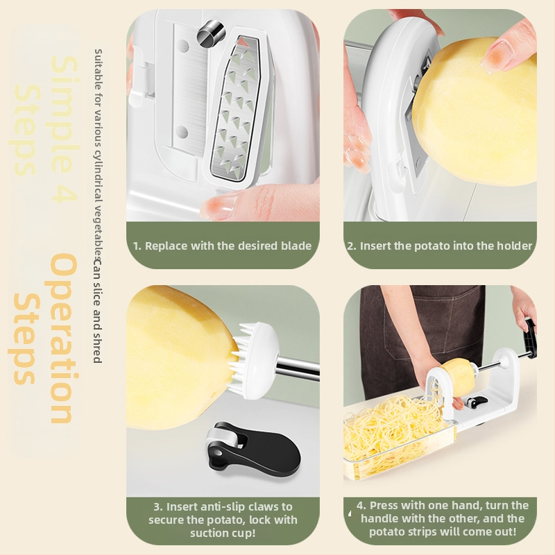 AKL Viacúčelový ručný strúhač na zemiaky a zeleninu – telo ABS/PS/TPR, čepeľ 420J2 oceľ