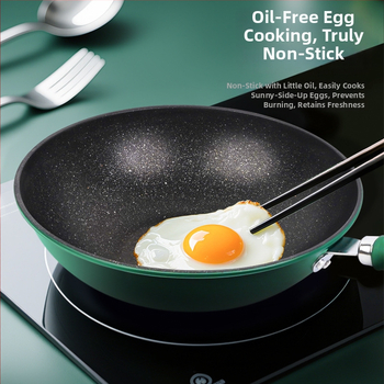 Wok z rafinovaného železa s nepriľnavým povrchom (Zväčšené ploché dno; Kompatibilné s indukčnou a plynovou doskou; Hmotnosť 1,2 kg)