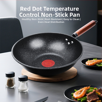 Wok keptuvė su nelimpančia danga, rafinuotas geležies, daugiasluoksnis dugnas, 8 cm gylis, 1,5 kg svoris