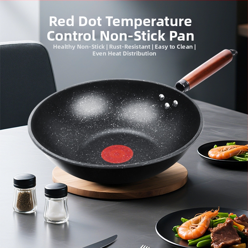 Wok keptuvė su nelimpančia danga, rafinuotas geležies, daugiasluoksnis dugnas, 8 cm gylis, 1,5 kg svoris