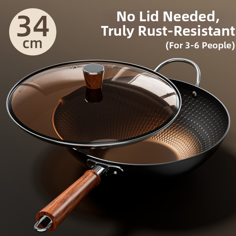 Ketaus wokas su nelipniu paviršiumi, su vienu dugnu, suderinamas su visomis viryklėmis