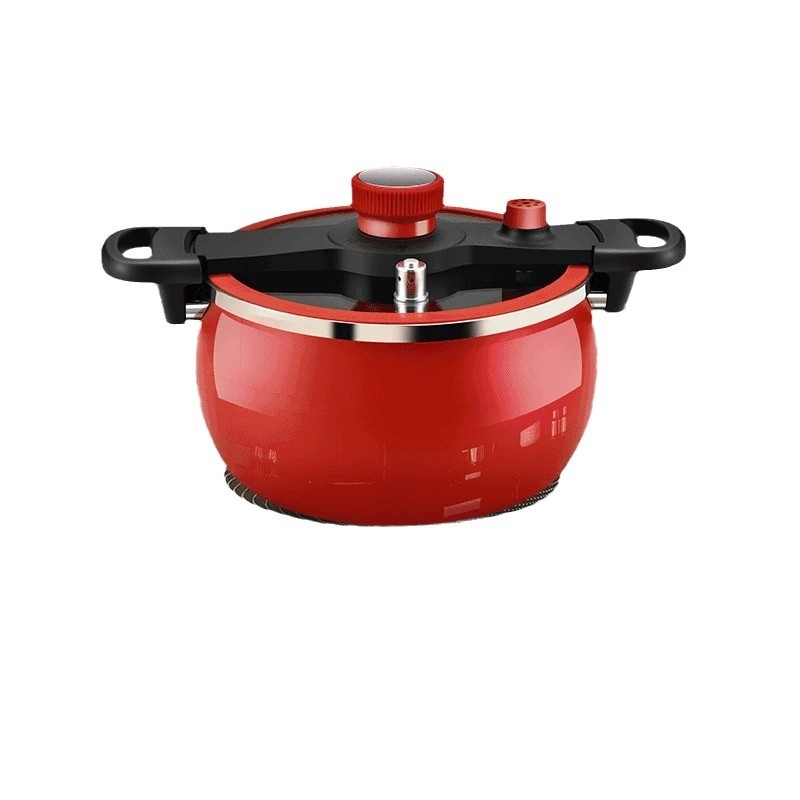 Emalijuotas geležies sriubų puodas su dvigubais rankenėlėmis, talpa 5 L ar daugiau, stiklinis dangtis, suderinamas su dujinėmis ir indukcinėmis plokštėmis