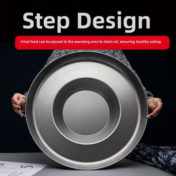 Wok keptuvė su įdubintu dugnu, iš rafinuoto plieno, be dengimo, nerūdijančio plieno dangtelis